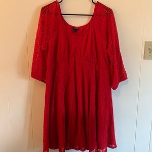 Torrid size 2 red lace skater dress with red underdress built in